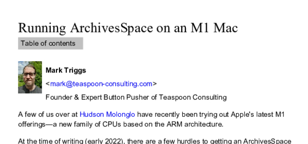 Running ArchivesSpace on an M1 Mac