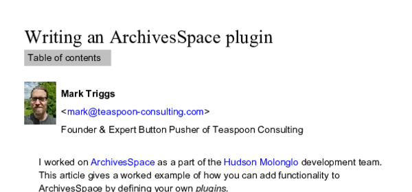Writing an ArchivesSpace plugin