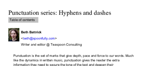 Punctuation series: Hyphens and dashes