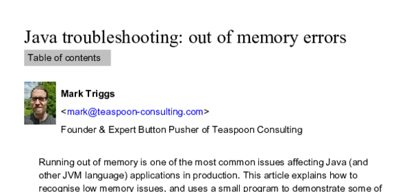 Java troubleshooting: out of memory errors